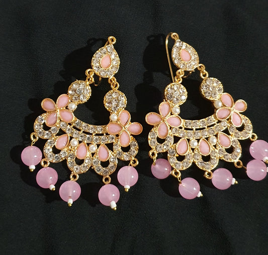 Pink and White chandelier earrings