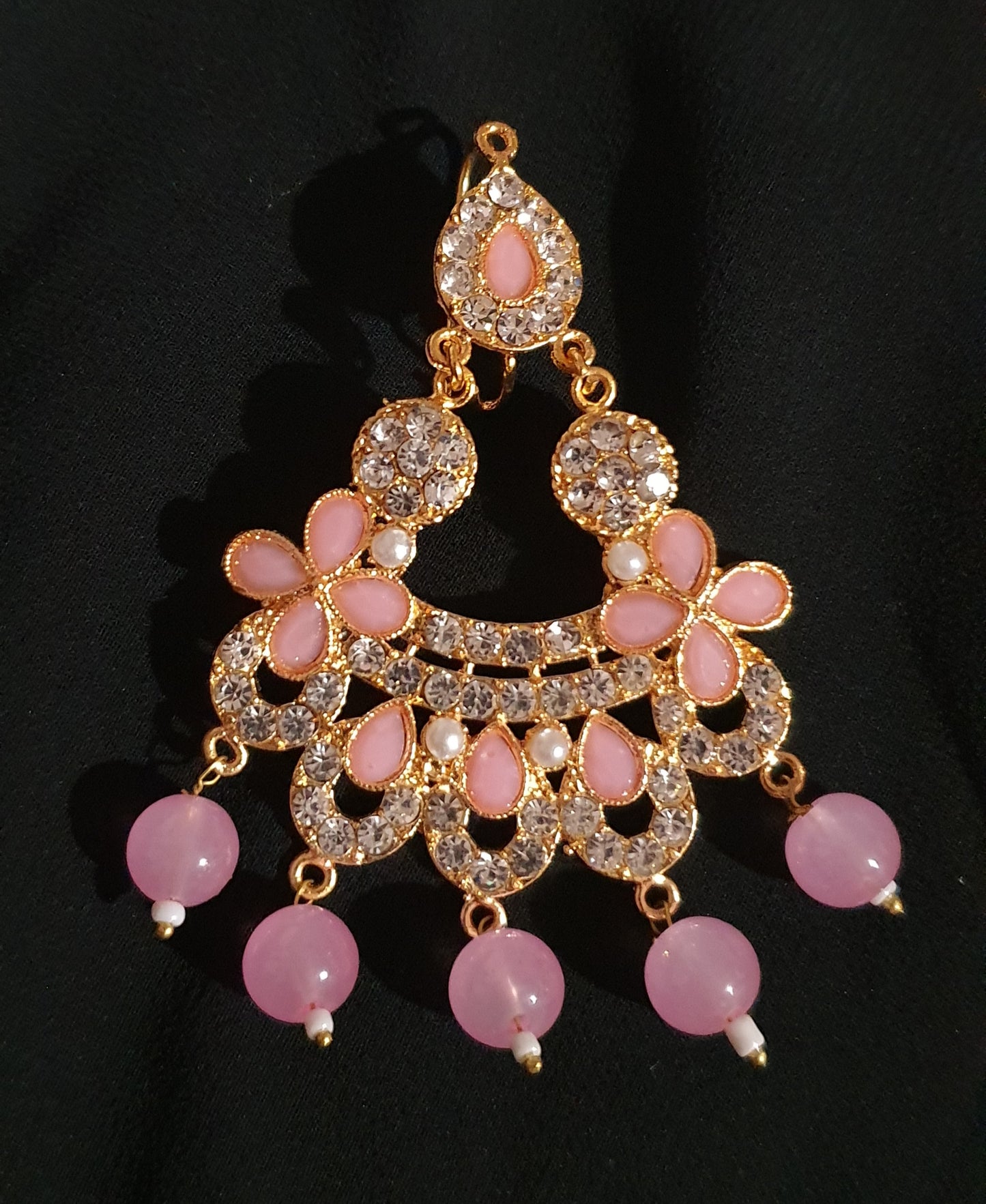 Pink and White chandelier earrings