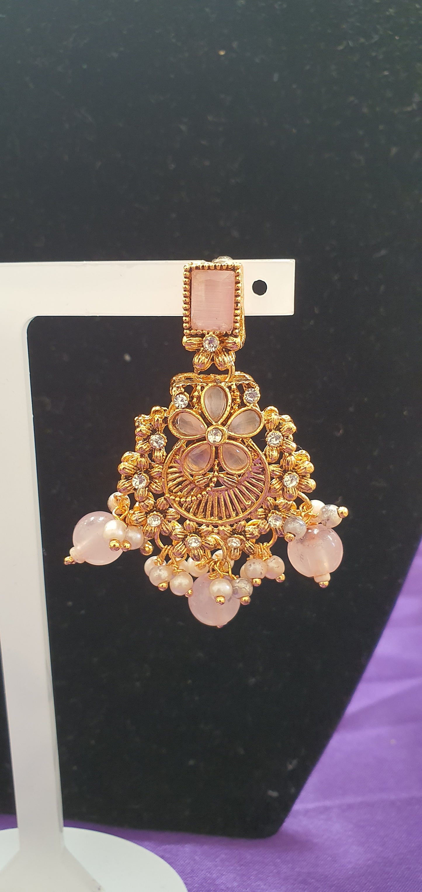 Pink and Gold Chandelier Earrings