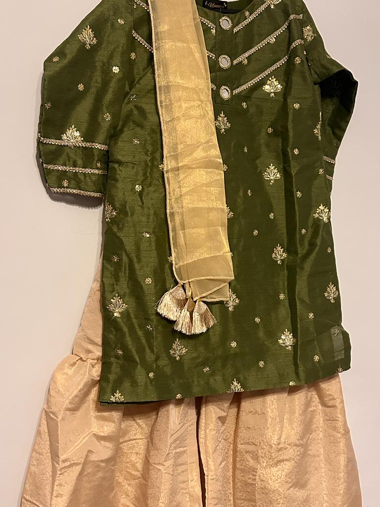 Inayah Green Gold Sharara Set