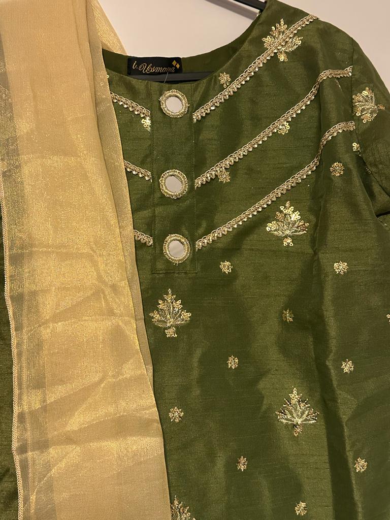 Inayah Green Gold Sharara Set