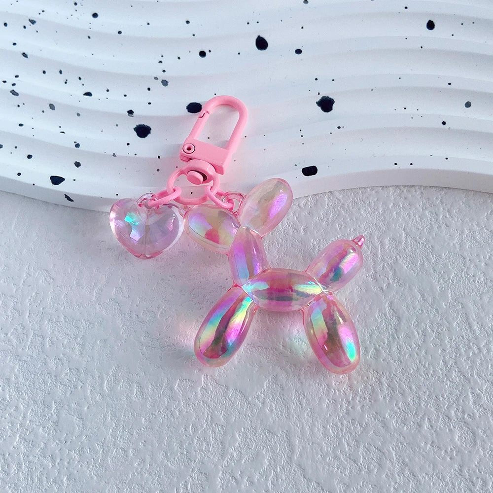 Cute Acrylic Cartoon Balloon Dog Keychains for Women Y2k Bag Pendant Couple Car Key Chains Jewelry Gift Decoration Accessories