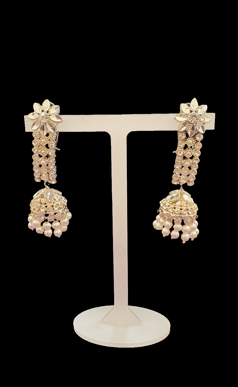 Long mirrored jhumka